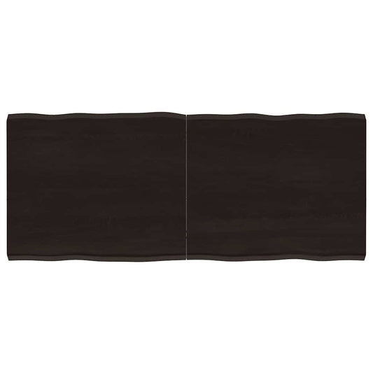 Solid Live Edge Table Top, Dark Brown, 120x50x2-4cm, Treated Wood