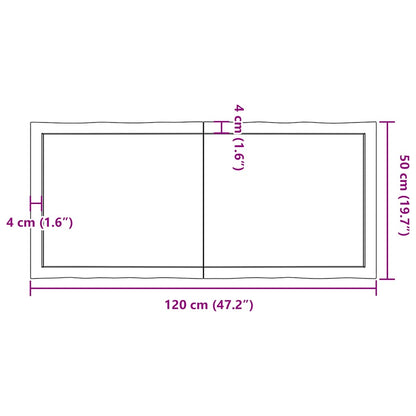 Live Edge Dark Brown Solid Wood Table Top 120x50 cm