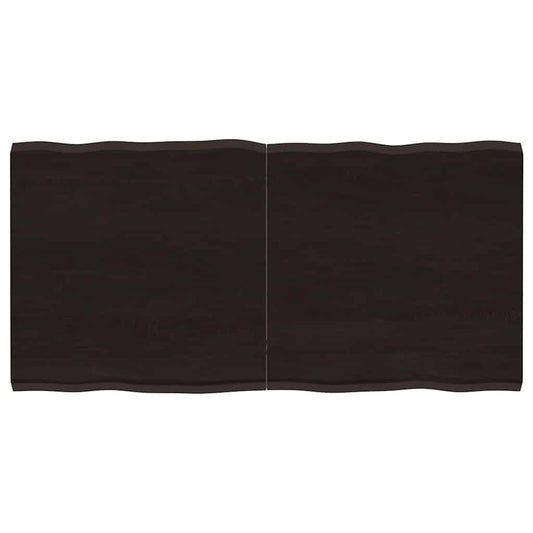 Solid Wood Live Edge Table Top, Dark Brown 120x60 cm