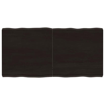Solid Wood Live Edge Table Top, Dark Brown, 120x60 cm