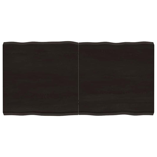 Solid Wood Live Edge Table Top, Dark Brown, 120x60 cm