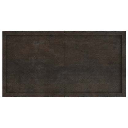 Solid Wood Live Edge Table Top, Dark Brown, 120x60 cm