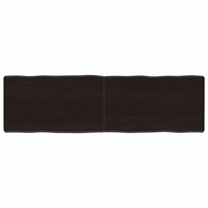 Live Edge Dark Brown Solid Wood Table Top, 140x40 cm, Treated
