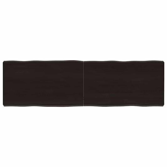 Live Edge Dark Brown Solid Wood Table Top, 140x40 cm, Treated