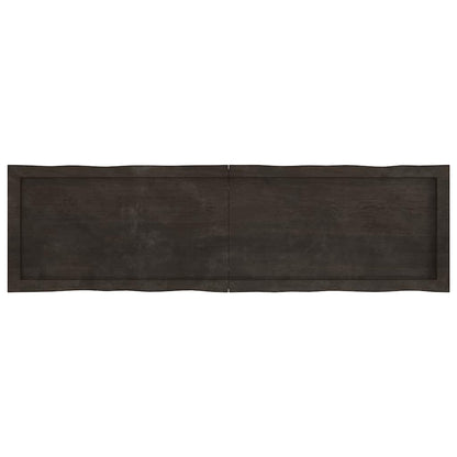 Live Edge Dark Brown Solid Wood Table Top, 140x40 cm, Treated