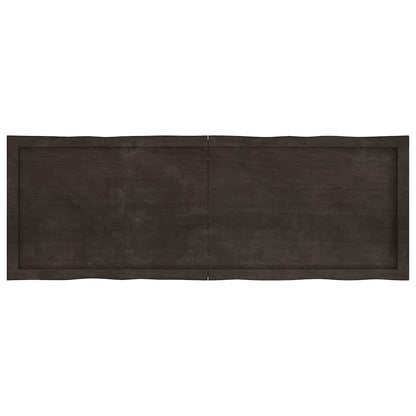 Live Edge Dark Brown Solid Wood Table Top 140x50cm, Treated
