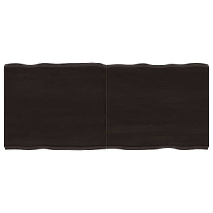 Live Edge Dark Brown Solid Wood Table Top - 140x60x(2-4) cm