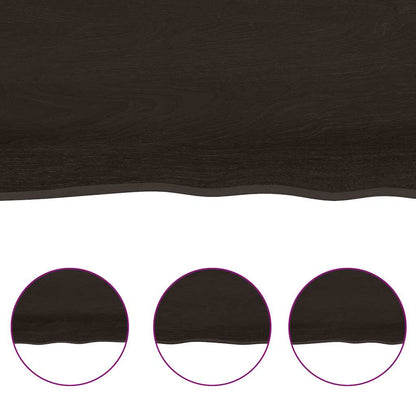 Live Edge Dark Brown Solid Wood Table Top - 140x60x(2-4) cm