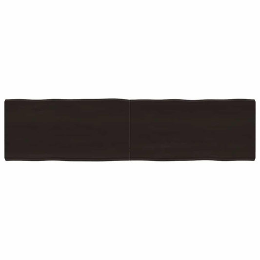 Solid Wood Live Edge Table Top, Dark Brown, 160x40 cm, Treated