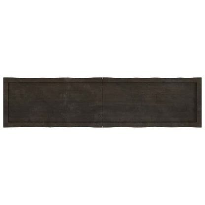 Solid Wood Live Edge Table Top, Dark Brown, 160x40 cm, Treated