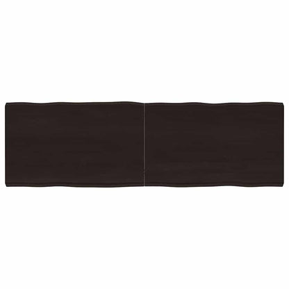 Dark Brown Live Edge Table Top - Solid Wood 160x50cm