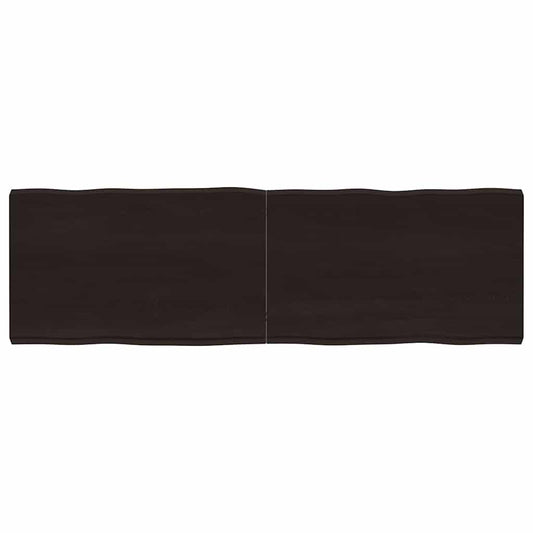 Dark Brown Live Edge Table Top - Solid Wood 160x50cm