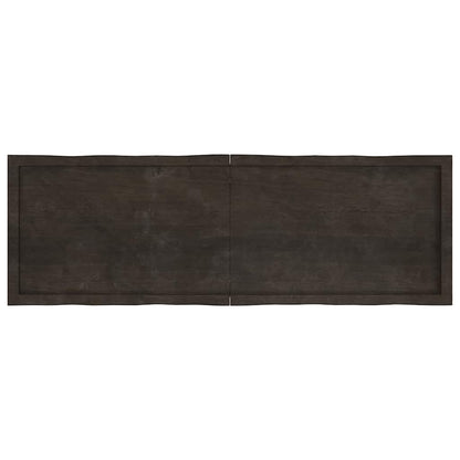Dark Brown Live Edge Table Top - Solid Wood 160x50cm