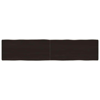 Live Edge Solid Wood Table Top, Dark Brown, 180x40cm, Treated Finish