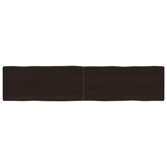 Live Edge Solid Wood Table Top, Dark Brown, 180x40cm, Treated Finish