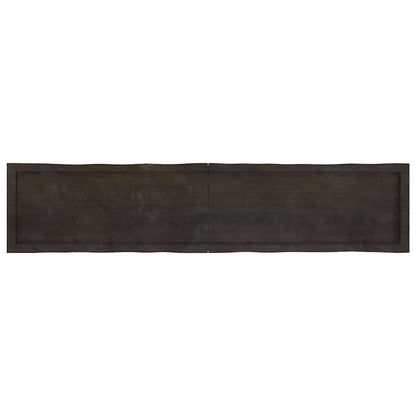 Live Edge Solid Wood Table Top, Dark Brown, 180x40cm, Treated Finish