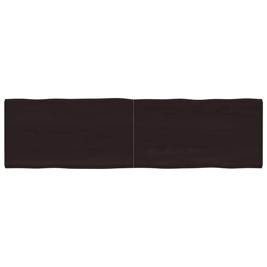 Dark Brown Live Edge Solid Wood Table Top 180x50cm - Treated