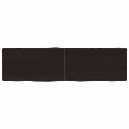Live Edge Solid Wood Table Top, Dark Brown, 180x50 cm