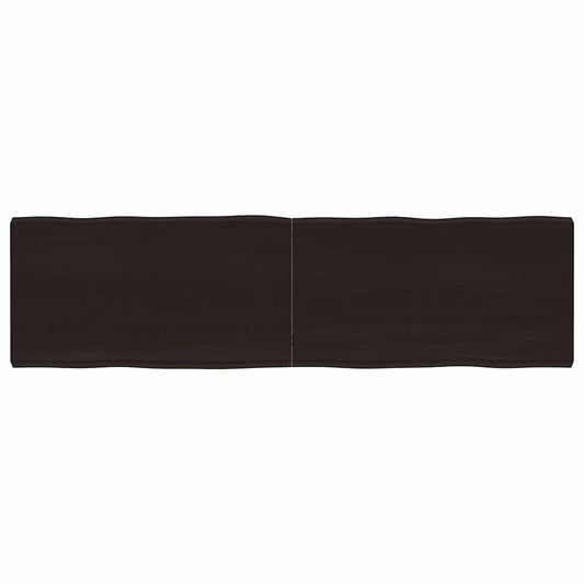 Live Edge Solid Wood Table Top, Dark Brown, 180x50 cm