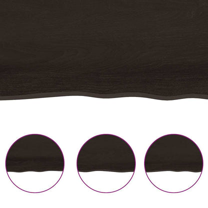 Live Edge Solid Wood Table Top, Dark Brown, 180x50 cm