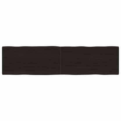 Solid Wood Live Edge Table Top, Dark Brown, 200x50 cm, Treated