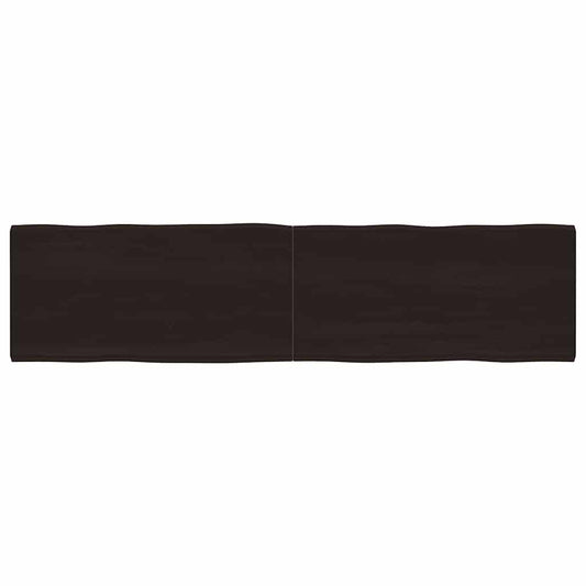 Solid Wood Live Edge Table Top, Dark Brown, 200x50 cm, Treated