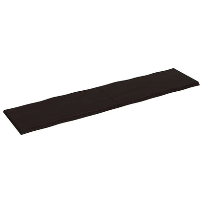 Solid Wood Live Edge Table Top, Dark Brown, 200x50 cm, Treated