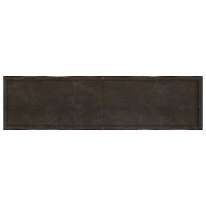 Solid Wood Live Edge Table Top, Dark Brown, 200x50 cm, Treated