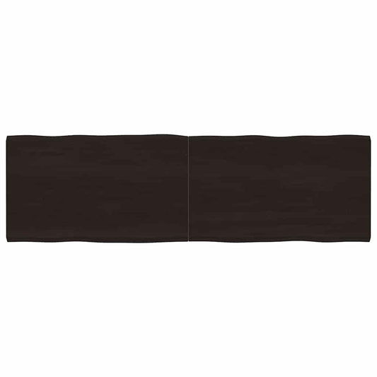 Solid Wood Live Edge Table Top, Dark Brown 200x60 cm