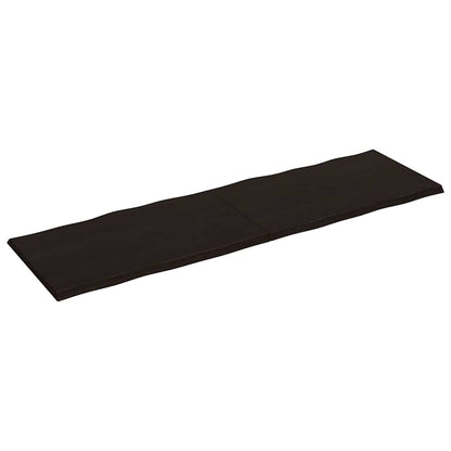 Solid Wood Live Edge Table Top, Dark Brown 200x60 cm