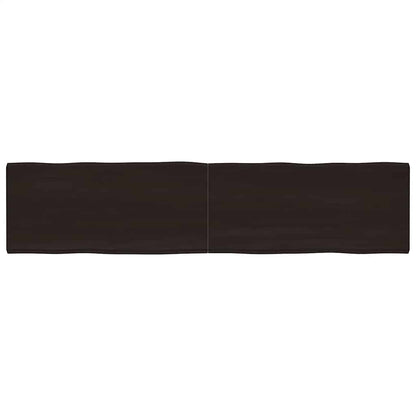 Live Edge Solid Wood Table Top, Dark Brown, 220x50 cm