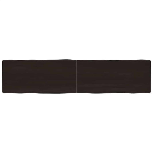 Live Edge Solid Wood Table Top, Dark Brown, 220x50 cm