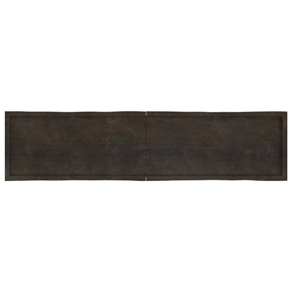 Live Edge Solid Wood Table Top, Dark Brown, 220x50 cm