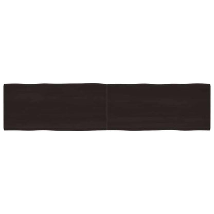 Live Edge Dark Brown Solid Wood Table Top - 220x50 cm