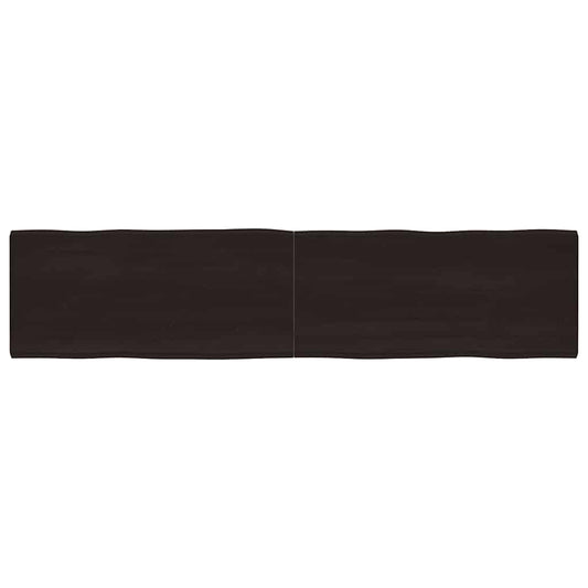 Live Edge Dark Brown Solid Wood Table Top - 220x50 cm