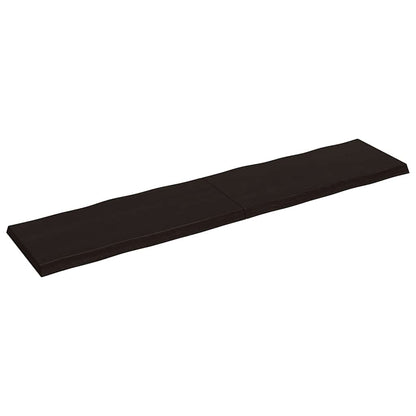 Live Edge Dark Brown Solid Wood Table Top - 220x50 cm