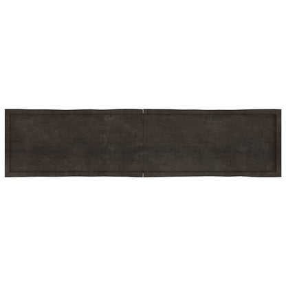 Live Edge Dark Brown Solid Wood Table Top - 220x50 cm