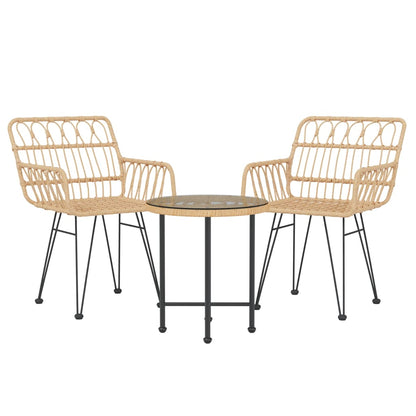 3 Piece Garden Dining Set Poly Rattan