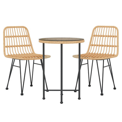 3 Piece Garden Dining Set Poly Rattan