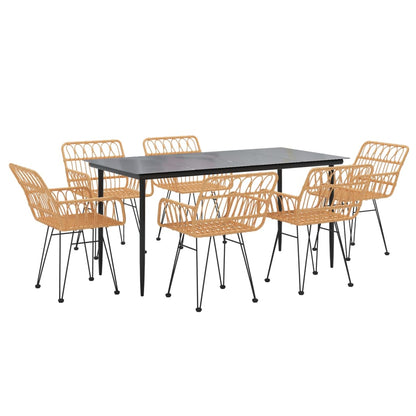 7 Piece Garden Dining Set Poly Rattan