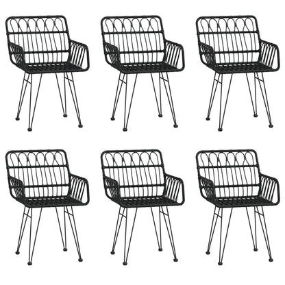 7 Piece Garden Dining Set Black Poly Rattan