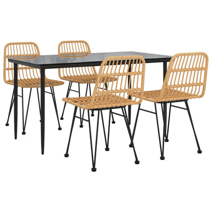 5 Piece Garden Dining Set Poly Rattan