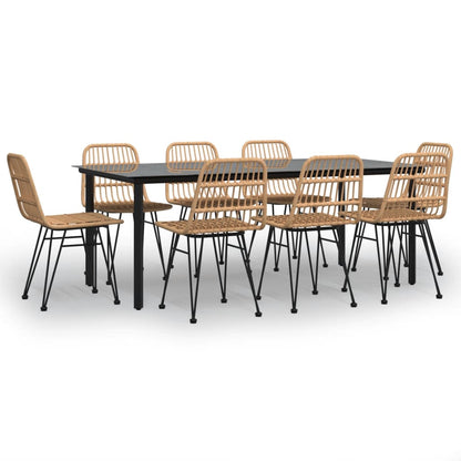 9 Piece Garden Dining Set Poly Rattan