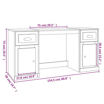 Grey Sonoma Office Desk with Cabinet - Engineered Wood