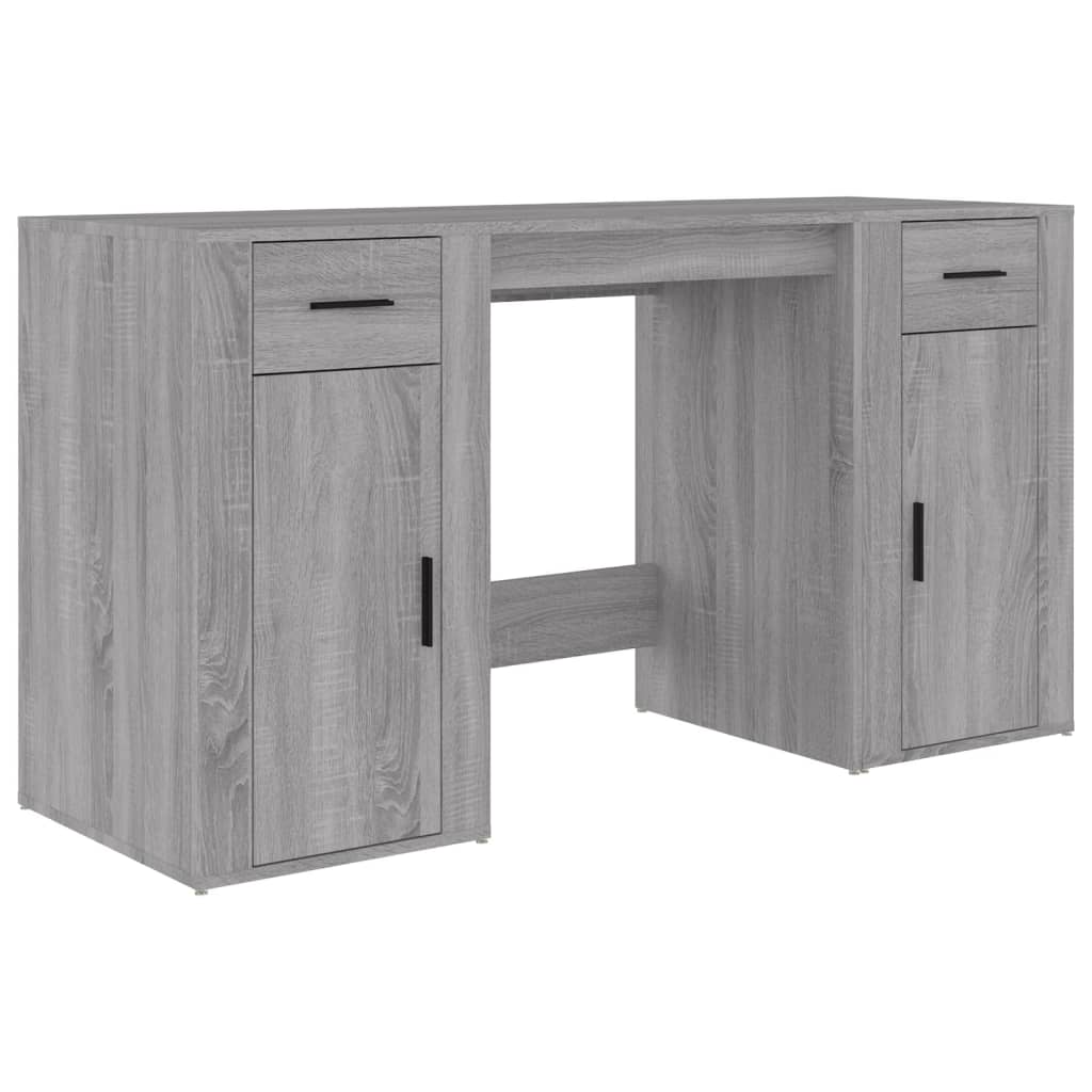 Grey Sonoma Engineered Wood Desk with Cabinet - Stylish & Durable