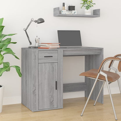 Grey Sonoma Engineered Wood Desk with Cabinet - Stylish & Durable