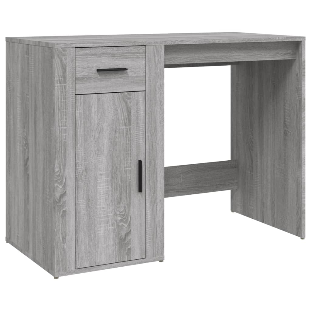 Grey Sonoma Engineered Wood Desk with Cabinet - Stylish & Durable