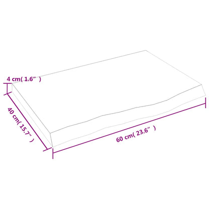 Solid Oak Table Top 60x40 cm - Adjustable 2-4 cm Untreated Wood