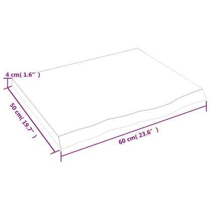 Solid Oak Table Top 60x50x(2-4)cm - Natural Untreated Wood