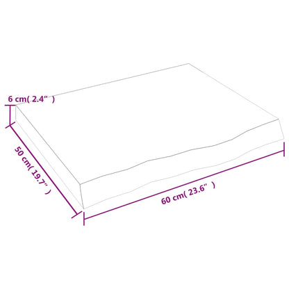 Solid Oak Table Top 60x50x(2-6) cm - Untreated Wood Finish